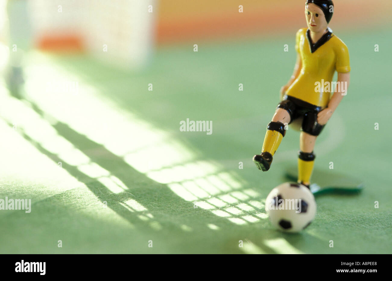 Toy figurine playing football, Tipp Kick Stock Photo Alamy
