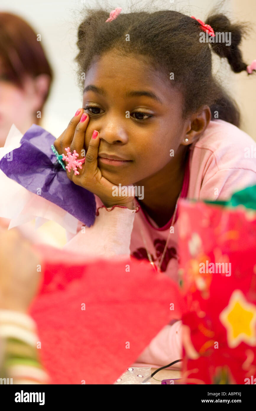 Thoughtful young girl age 5. St Paul Minnesota USA Stock Photo Alamy