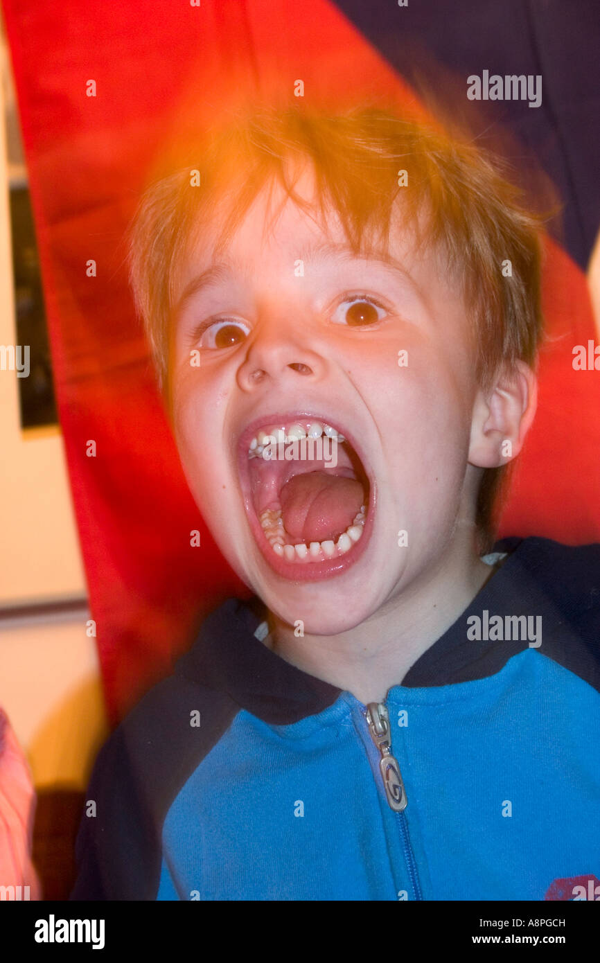 Six year old boy screaming. St Paul Minnesota USA Stock Photo Alamy