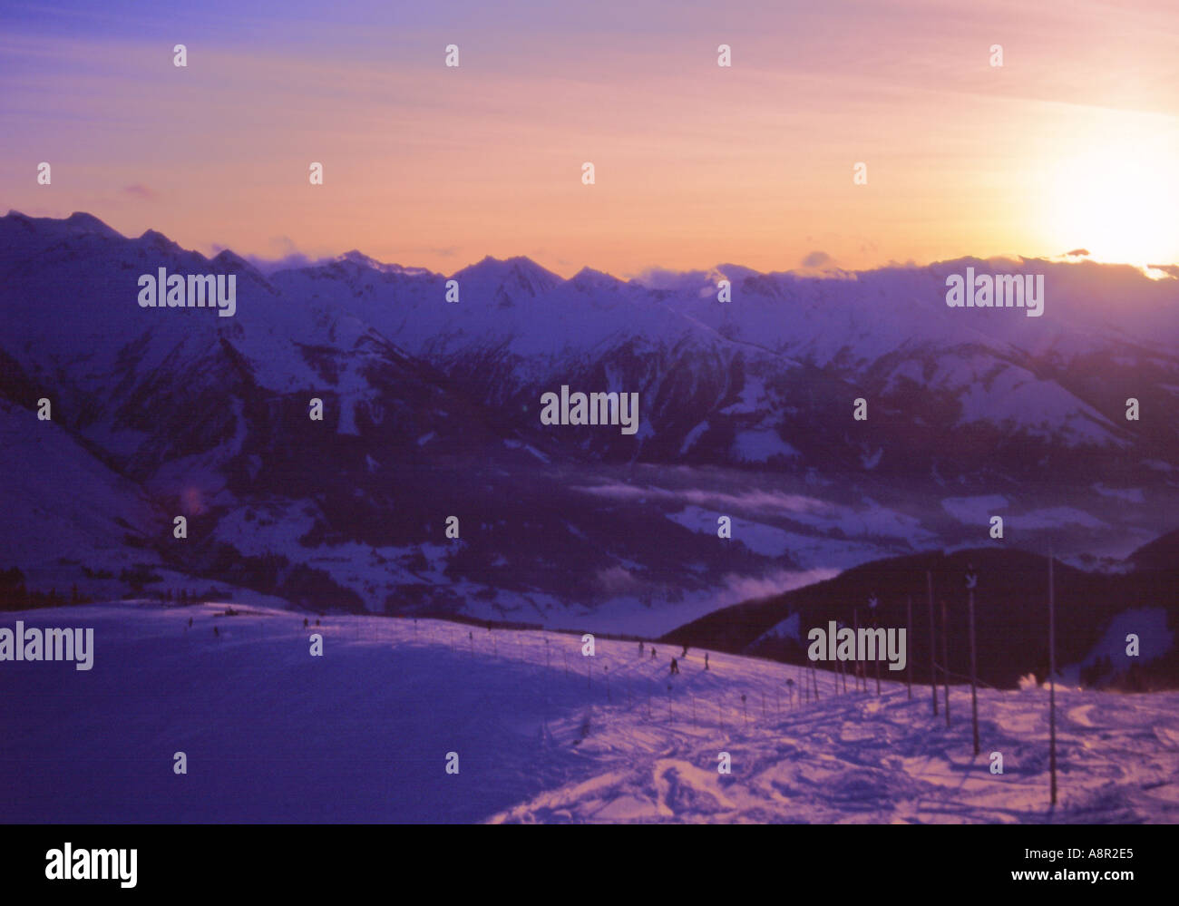 Sunset on the Schmittenhohe Zell am See Salzburgerland Austria Stock Photo