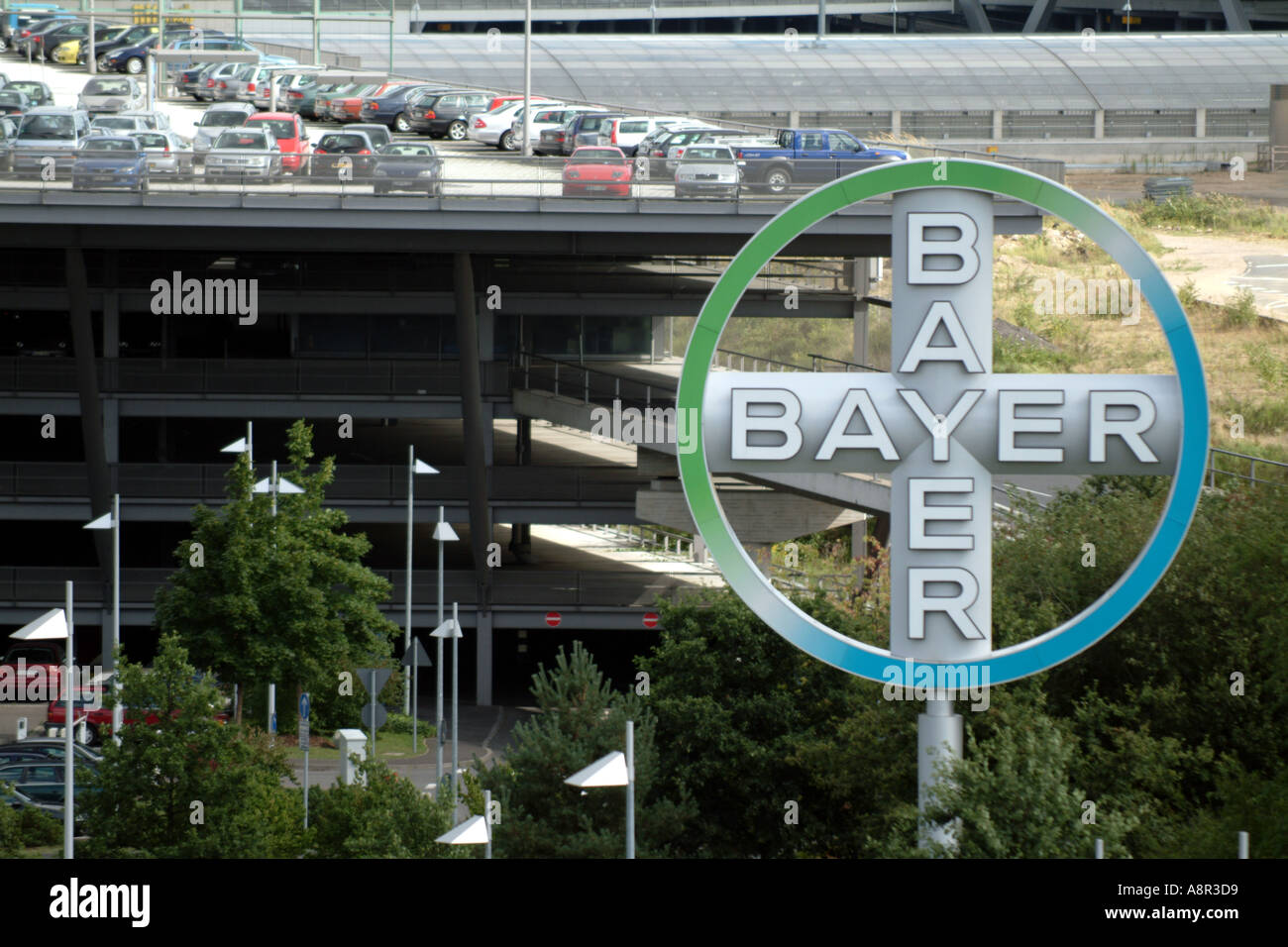 bayer pharmaceuticals drugs company sign advert Stock Photo Alamy