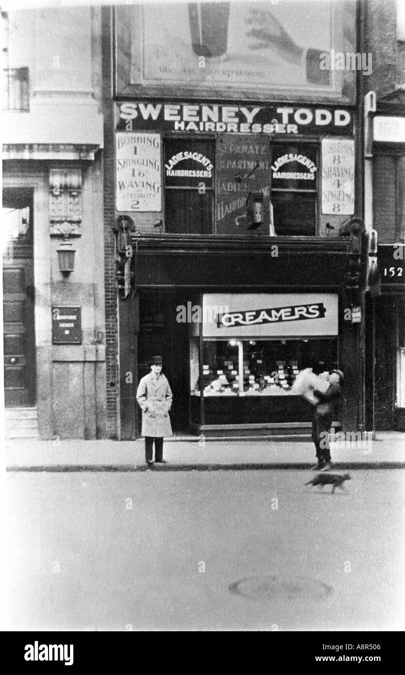 Sweeney Todd s barber shop above the pie shop Stock Photo Alamy