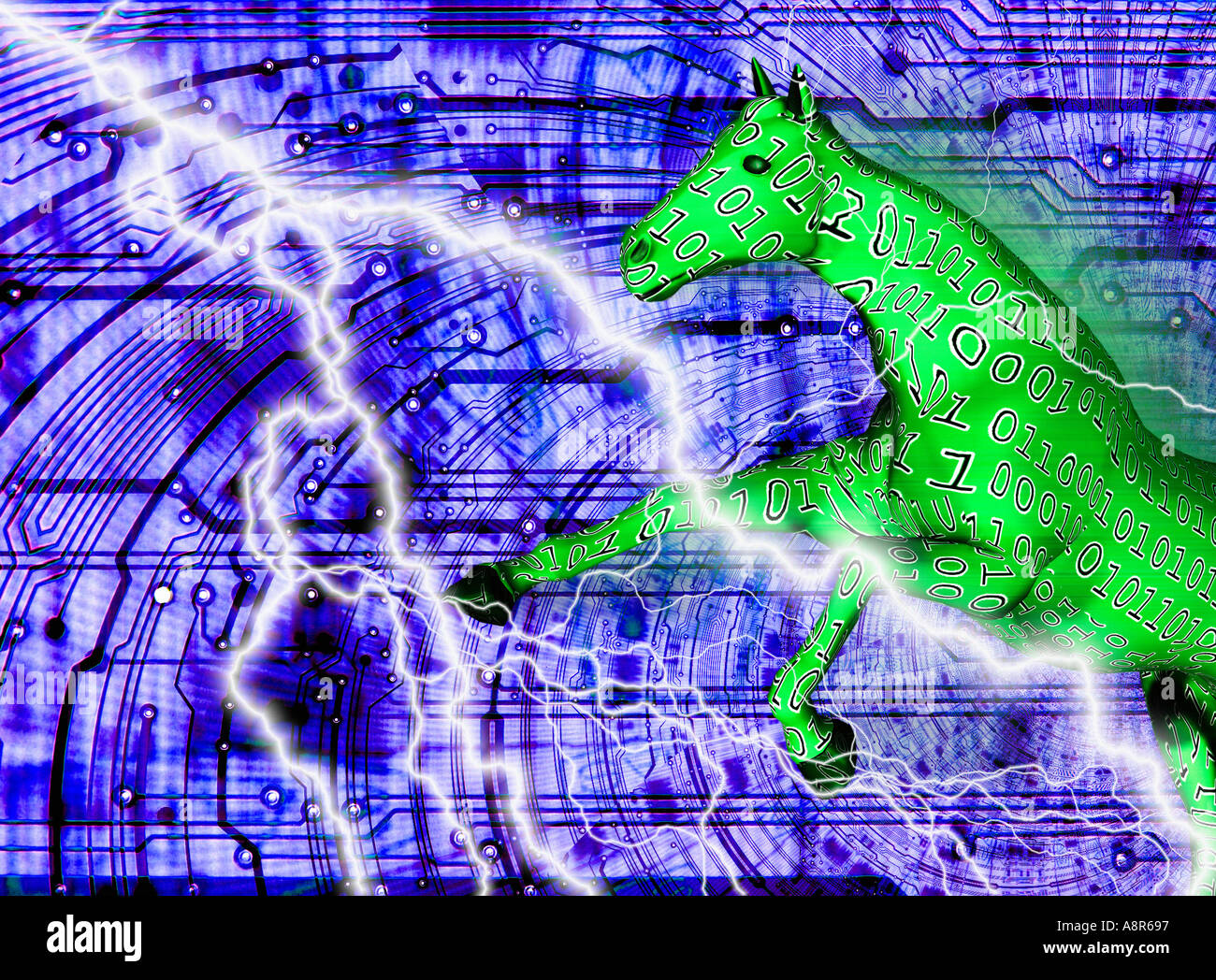Trojan Horse Computer Virus Stock Photo