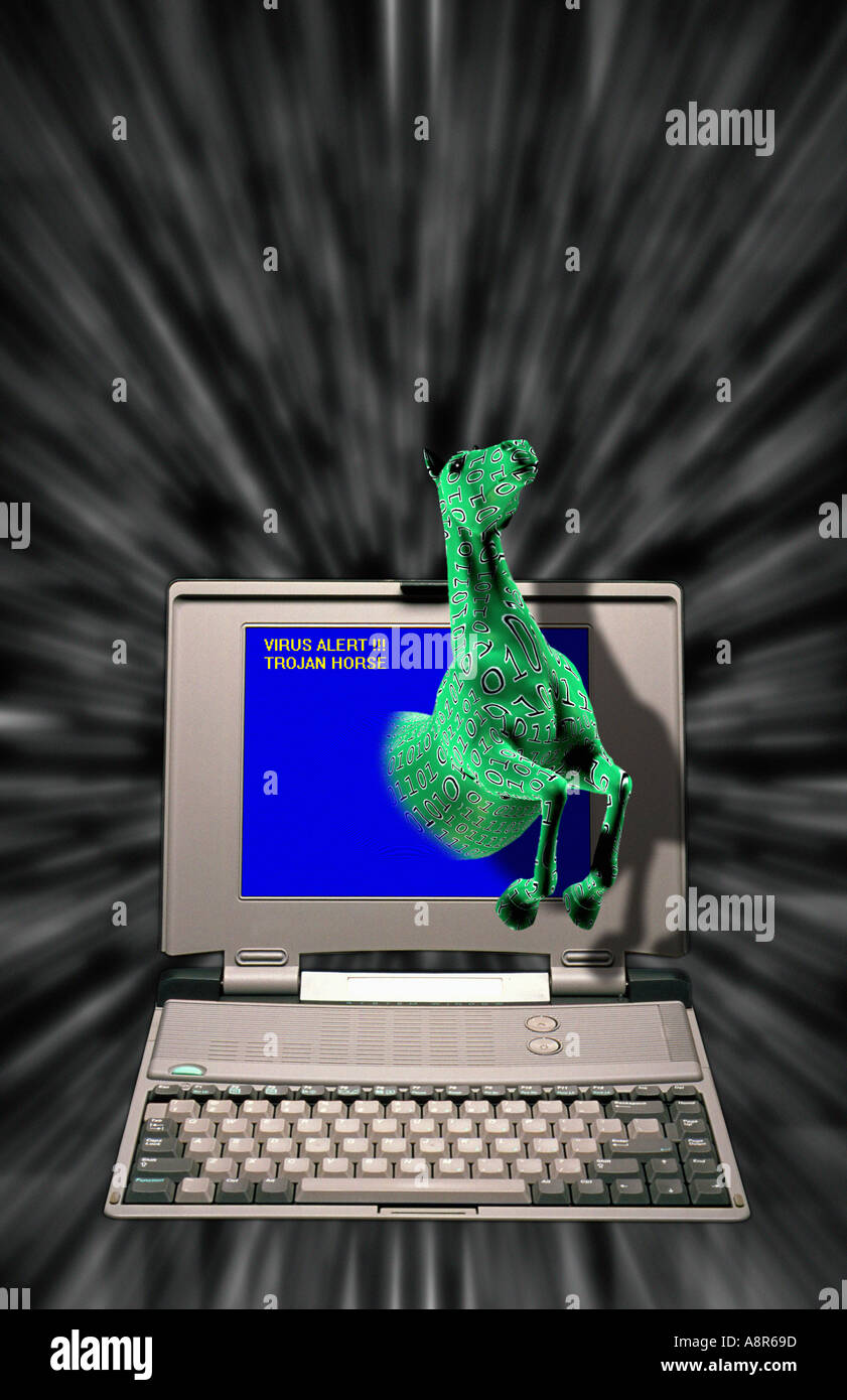 Trojan Horse Computer Virus Stock Photo