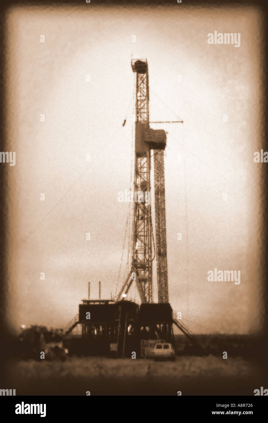 Oil Exploration Rig B&W version Stock Photo