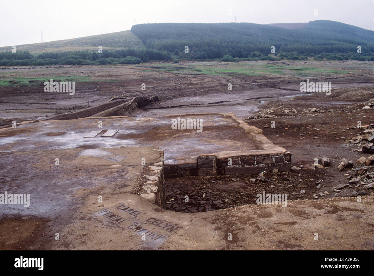 Tryweryn valley land flooded to form Llyn Celyn Reservoir near Bala