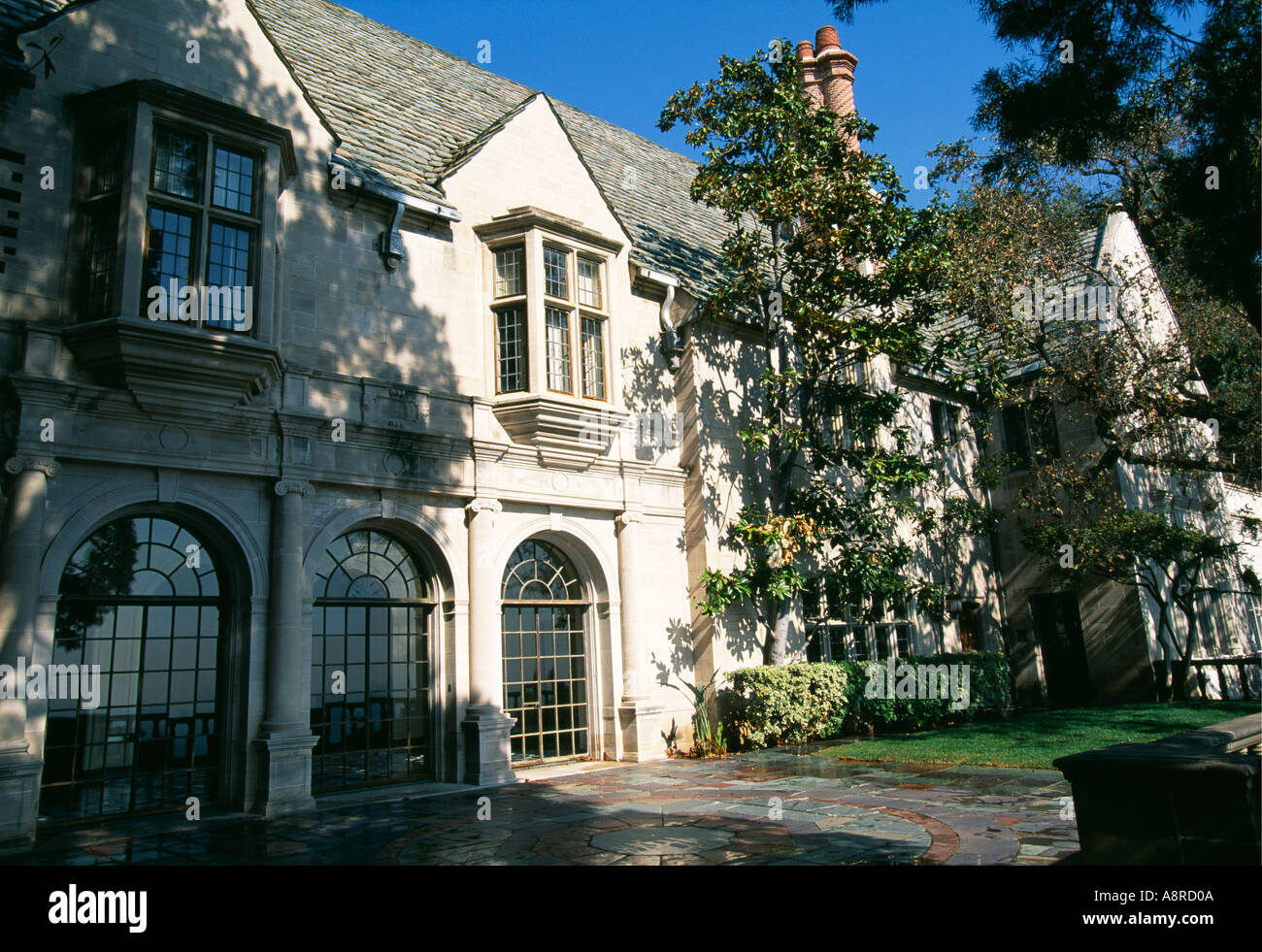 Greystone Mansion and park built in Tudor style at Beverly Hills in Los