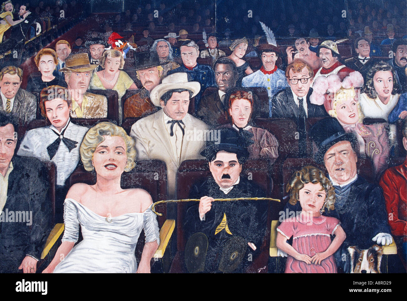 Wall mural depicting Hollywood stars on Hollywood Boulevard Los Angeles