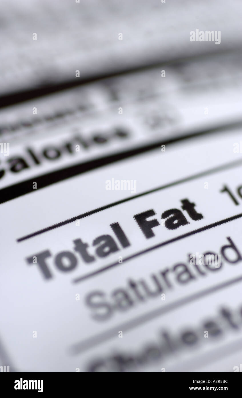 Total Fat Nutrition Label Stock Photo