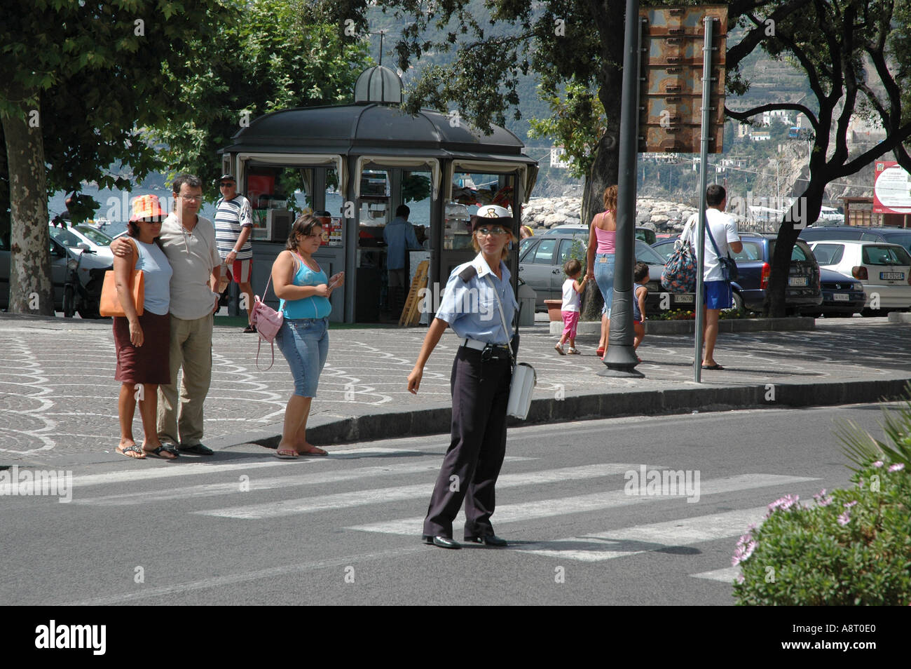 Italian police officer directing traffic Stock Photo
