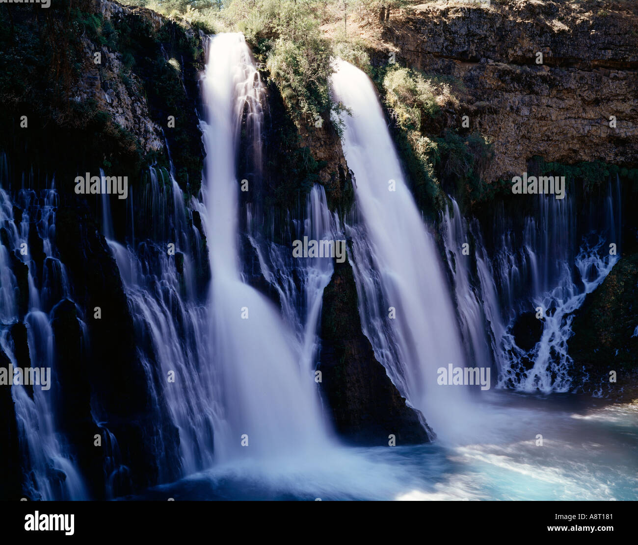 McArthur Burney Falls drops 129 feet into a mist filled basin near
