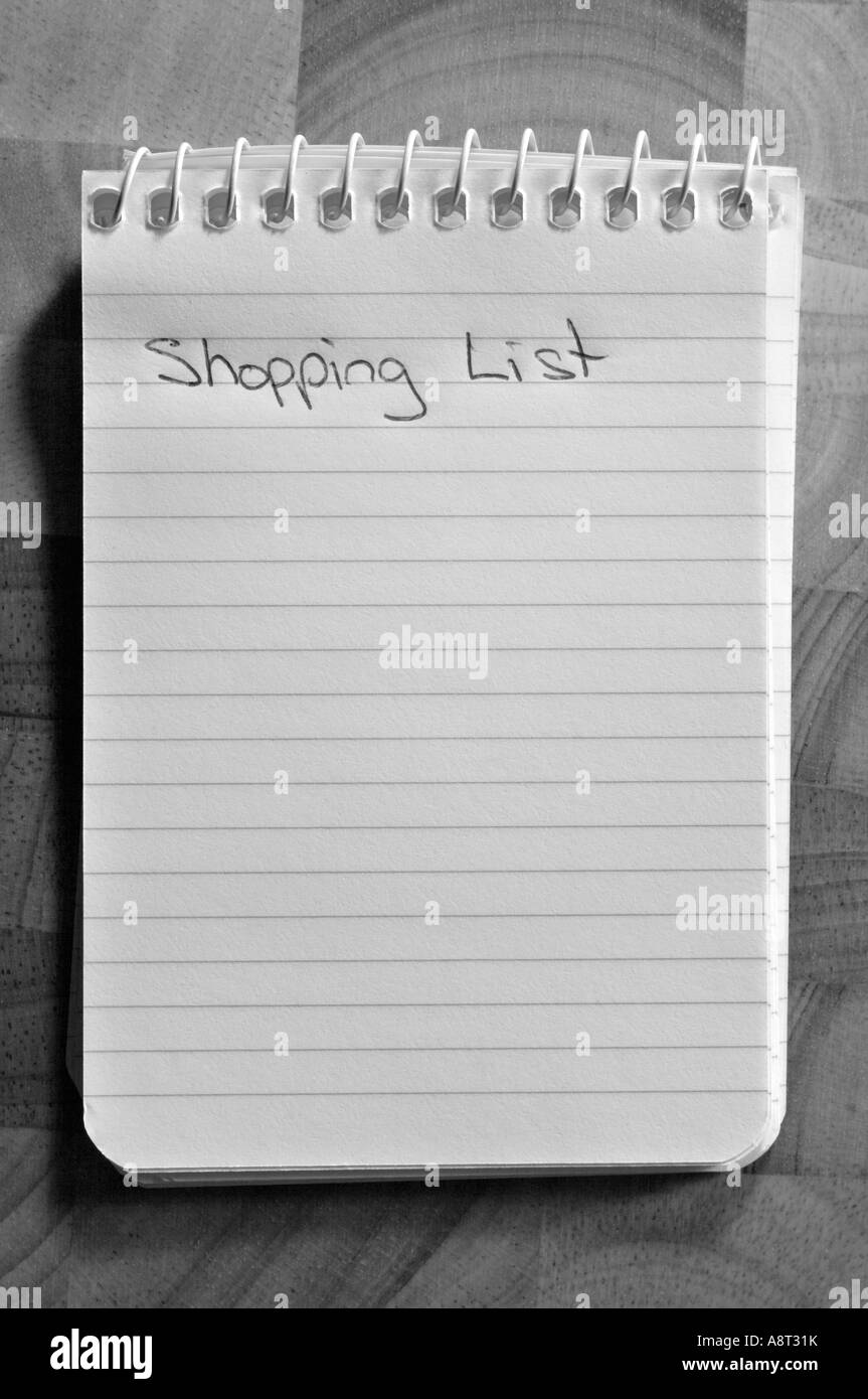 Shopping List Notepad Stock Photo