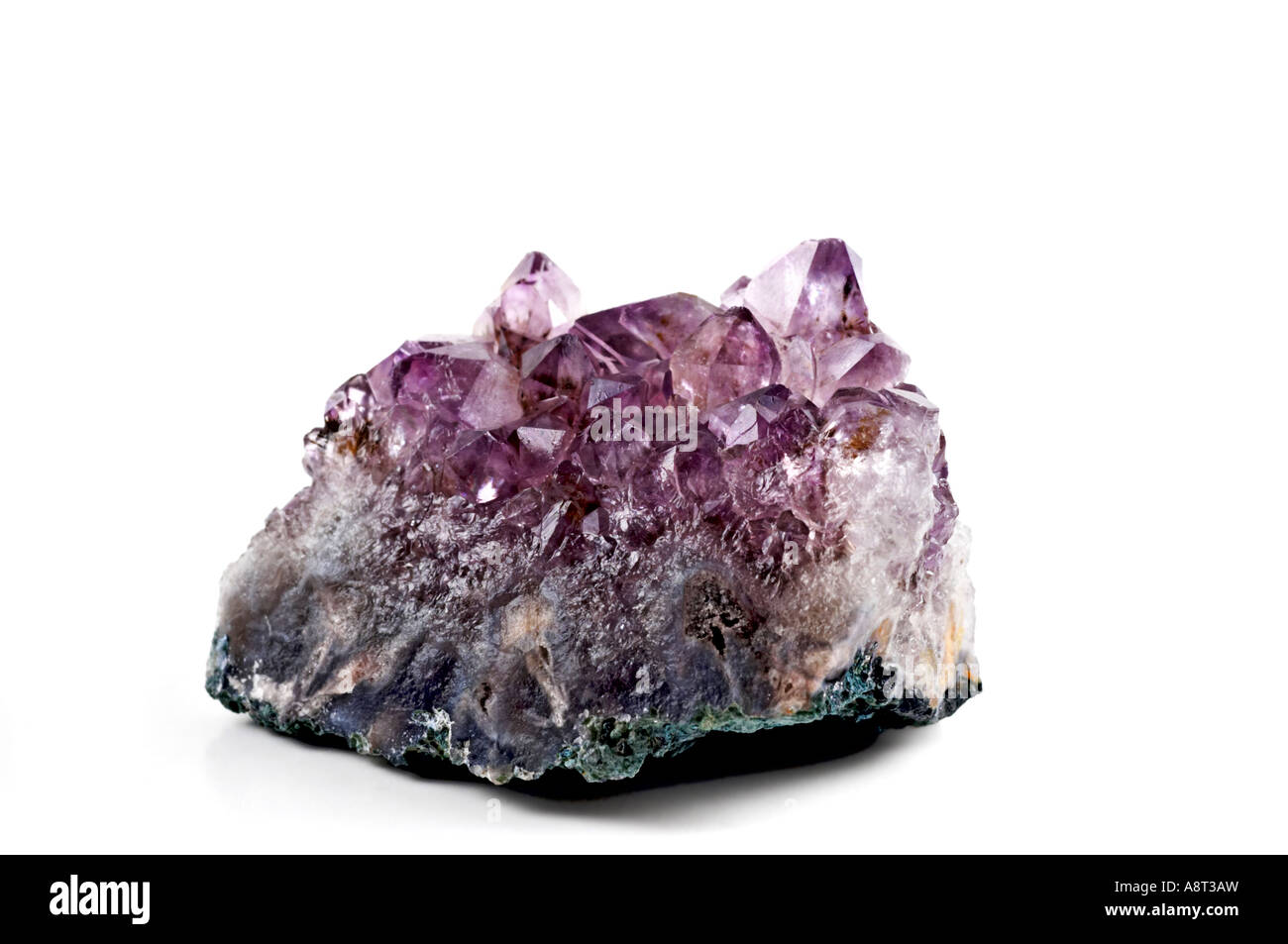 Purple Amethyst SiO2 on white background It is the stone of St