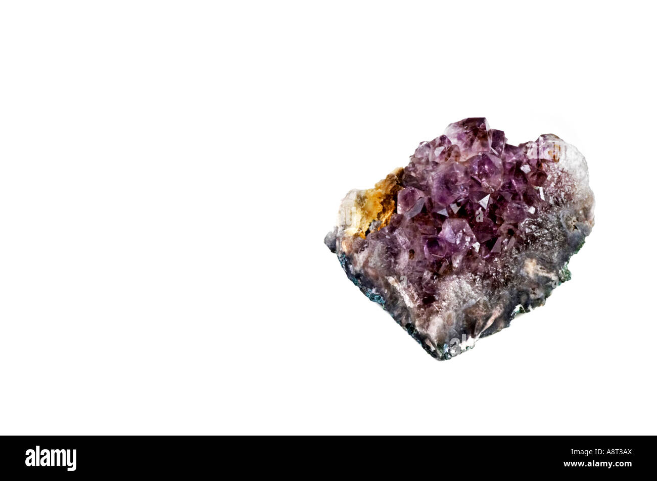 Purple Amethyst SiO2 on white background It is the stone of St