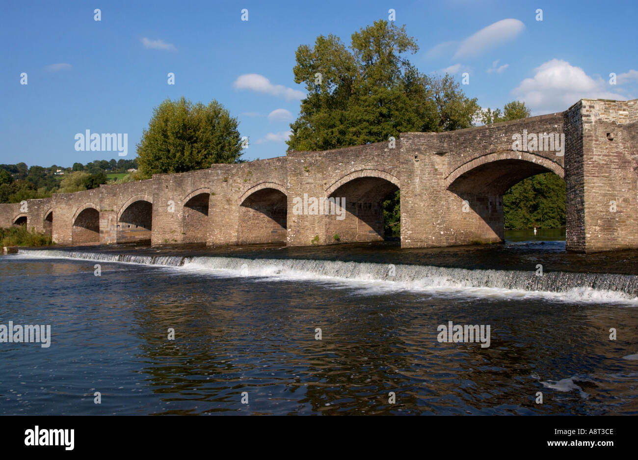 Bridge over the River Usk at Crickhowell built in 1706 Powys Wales UK ...