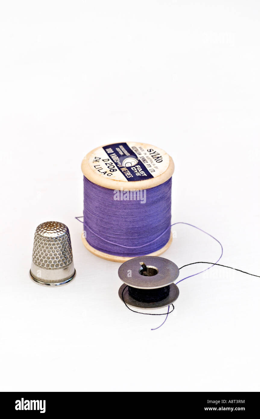 Dark Lilac Mercerised Cotton Thread Made In Australia Sewing Machine Bobbin with Black Thread