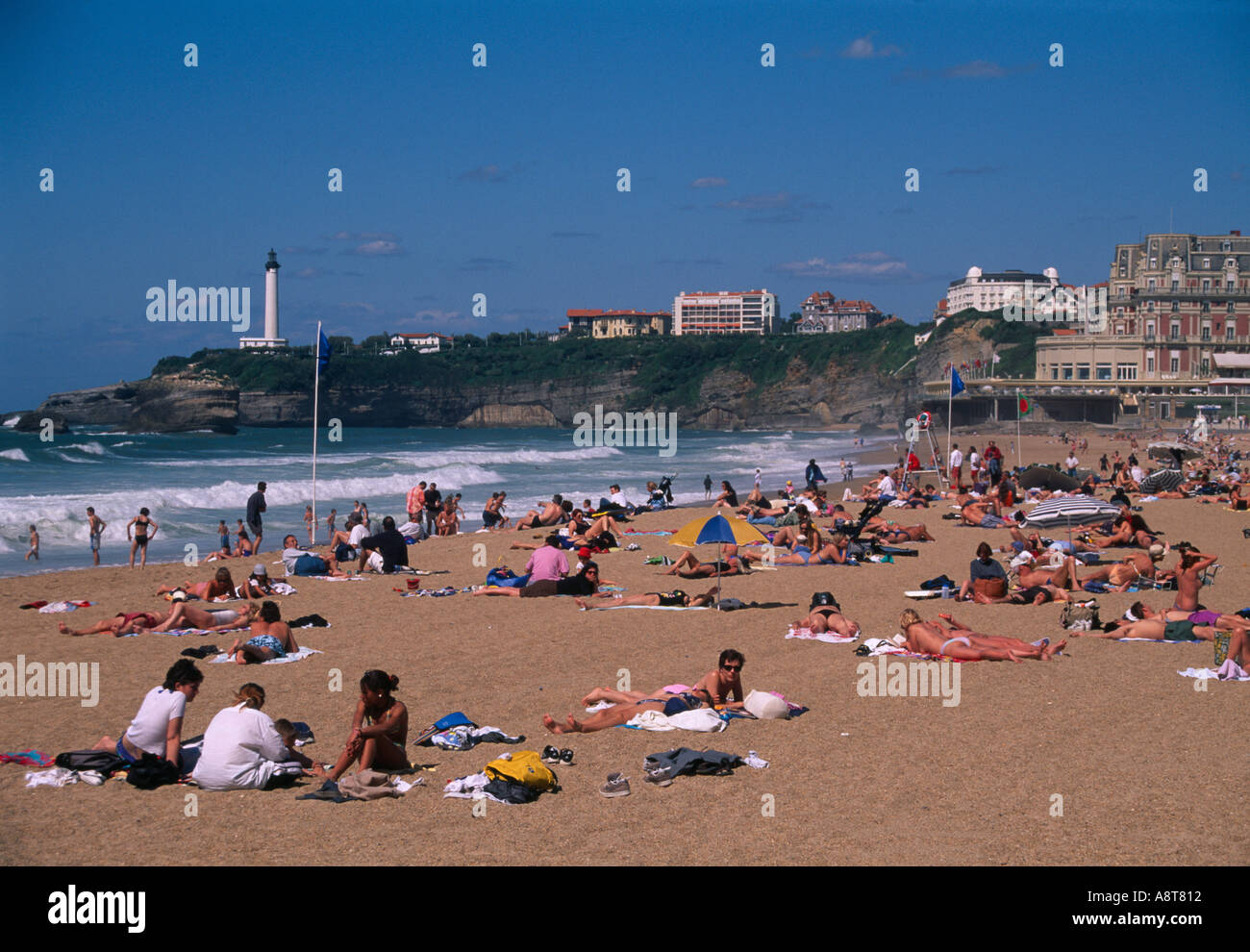 La grande plage at Biarritz in September Stock Photo