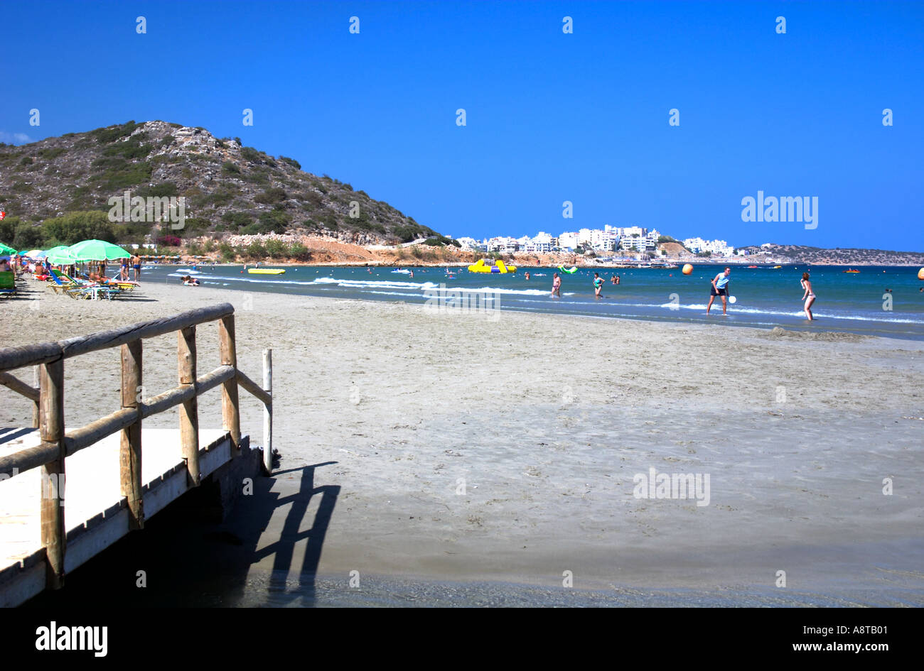 Almyros Beach Aghios Nikolaos Eastern Crete Greece Stock Photo