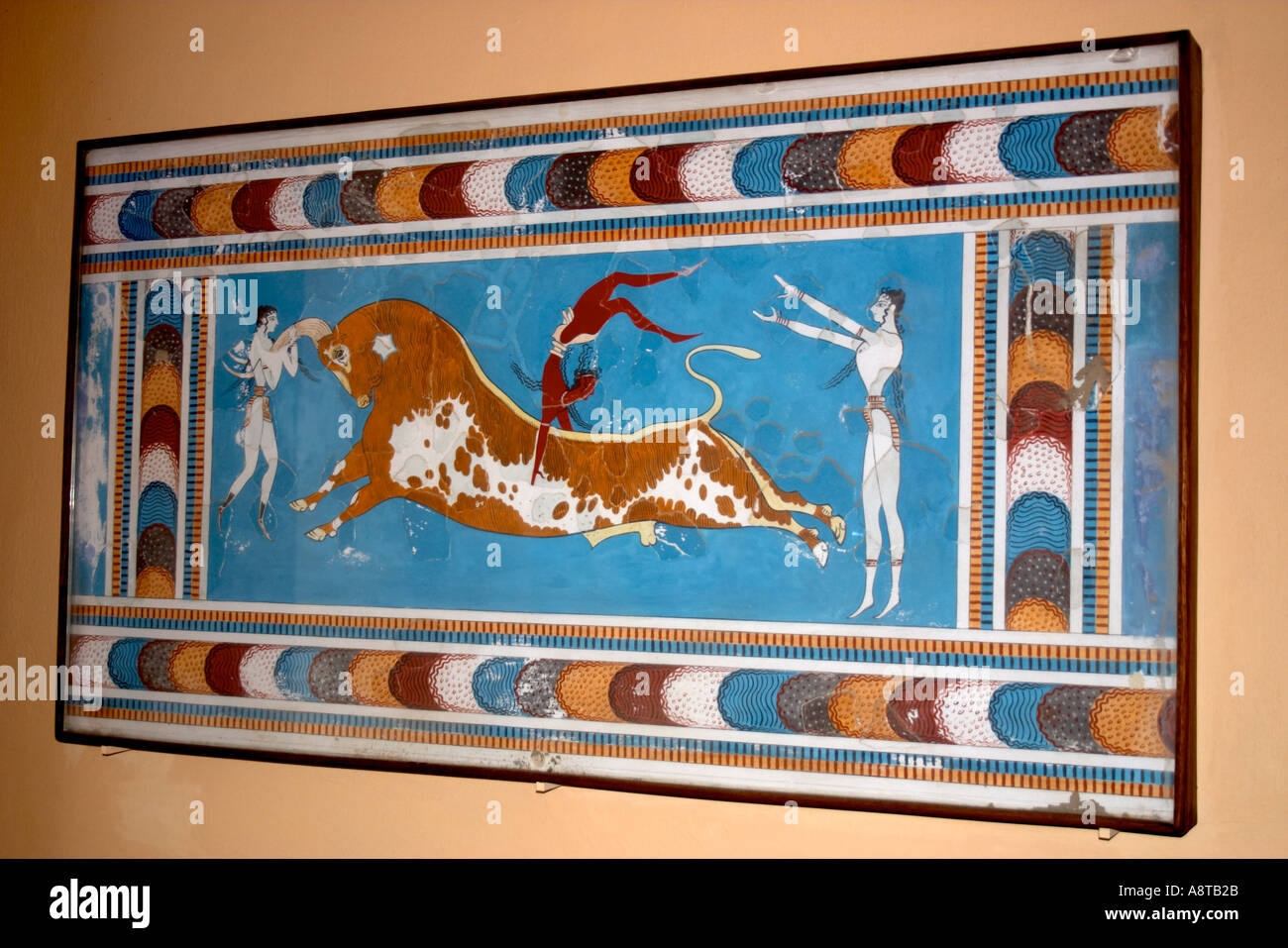 Knossos Wall Painting Crete Greece High Resolution Stock Photography