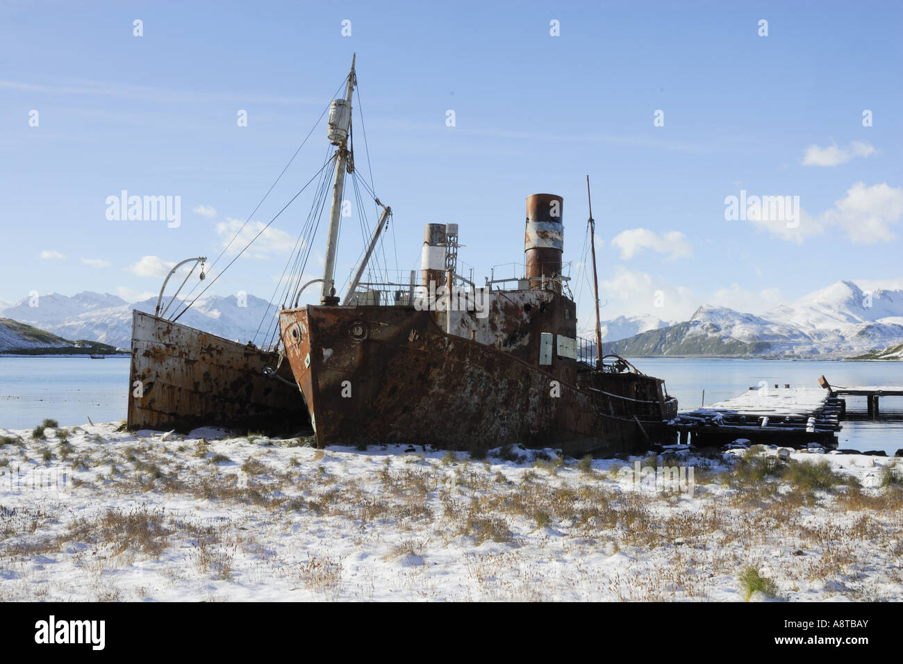 Old whaling station, Antarctica, Suedgeorgien, Grytviken Stock Photo