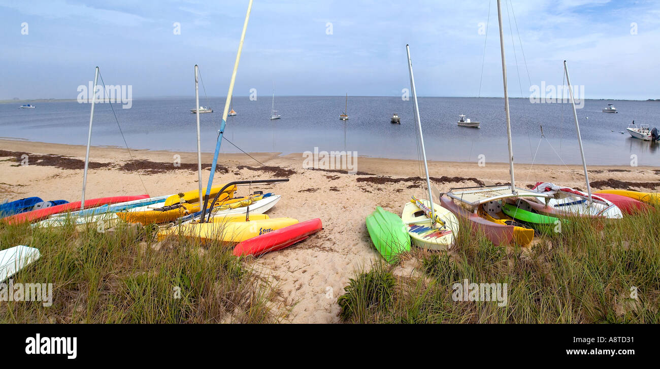 Beached Recreational Boats Nantucket Island MA Stock Photo