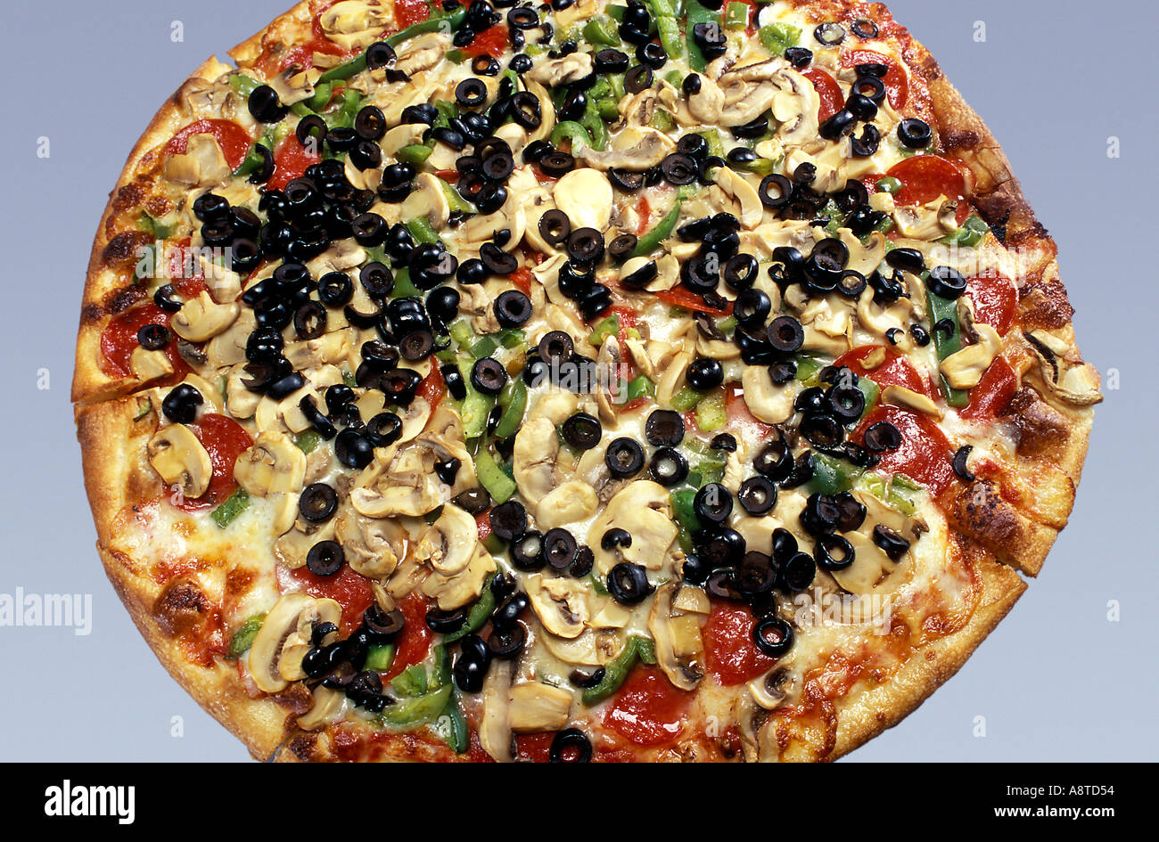 Pizza Pie With Everything Stock Photo Alamy