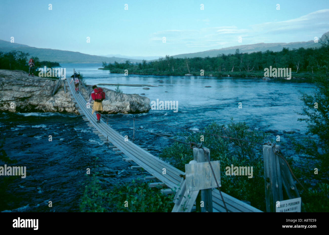 Footbridge over the River Abiskojåkka on the Kungsleden trail