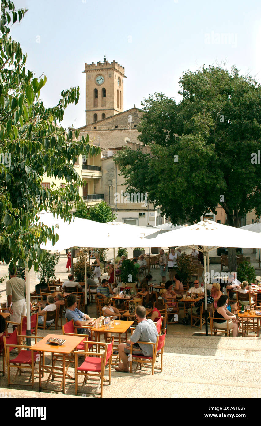 Cafe Pollensa Old Town Square Majorca Stock Photo Alamy