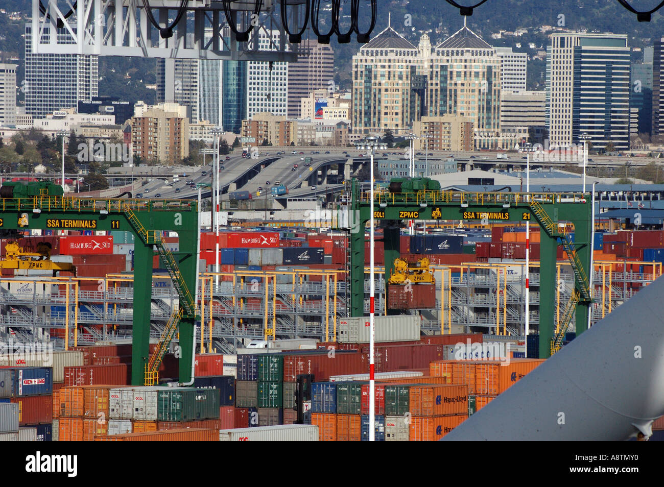California Oakland shipping containers stacked at the port of Oakland