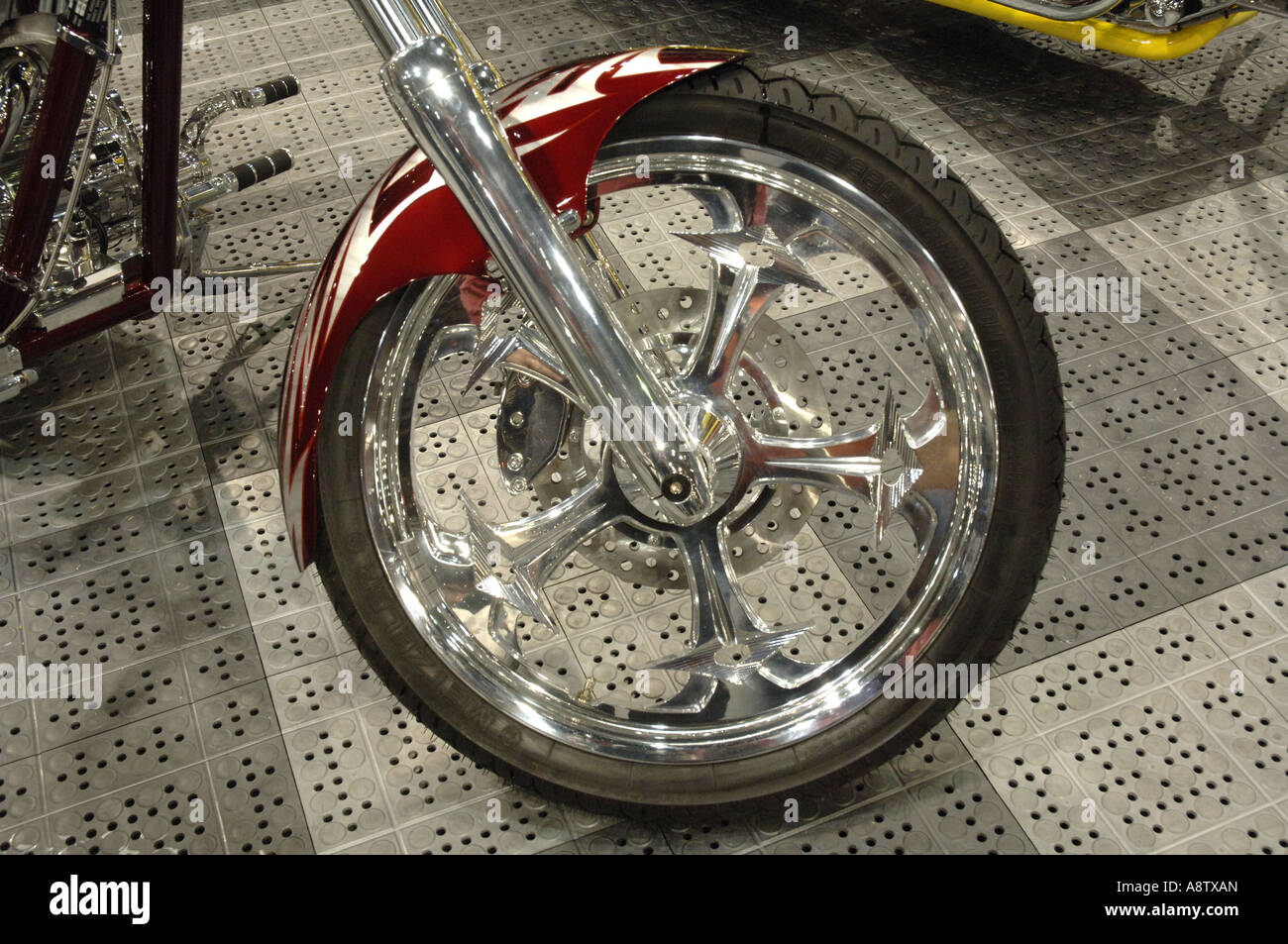 Javits Center NY Motorcycle Show Custom chopper wheel Stock Photo Alamy