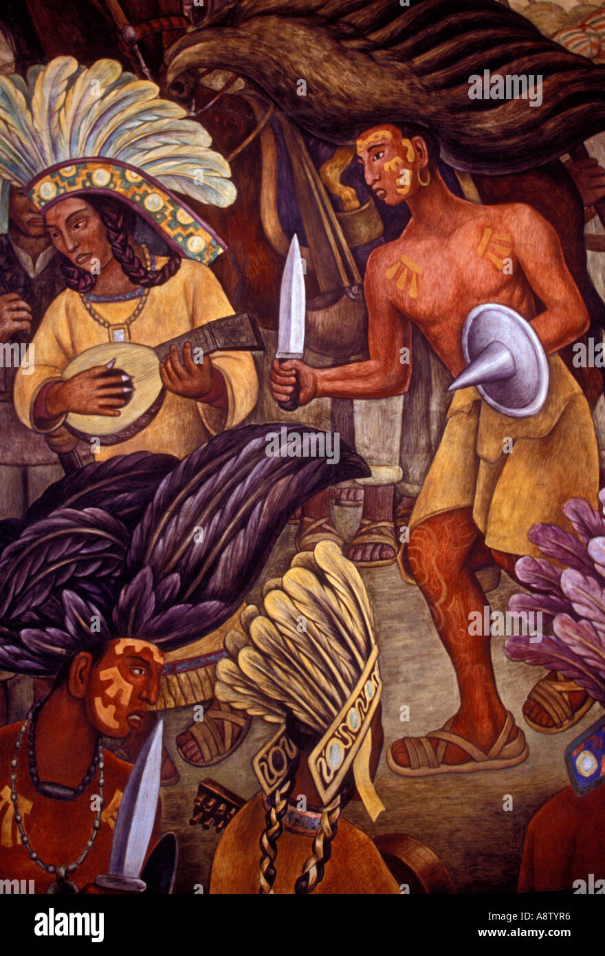 mural, Dance of the Huichilobos, Danza de los Huichilobos, mural by Diego Rivera, Palacio de Bellas Artes, Fine Arts Museum, Mexico City, Mexico Stock Photo