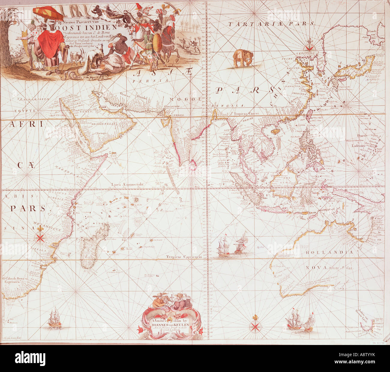 Historical Map of The New World. East Indies. Stock Photo