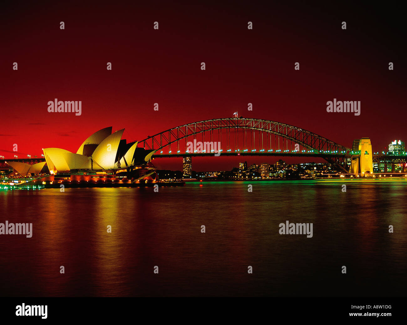 Australia. Sydney Opera House and Harbour Bridge at sunset Stock Photo ...