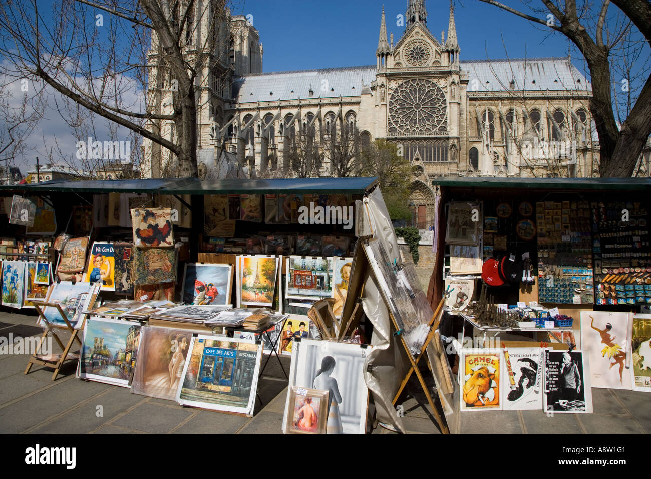 Notre Dame Paris France & Street Market Stock Photo Alamy