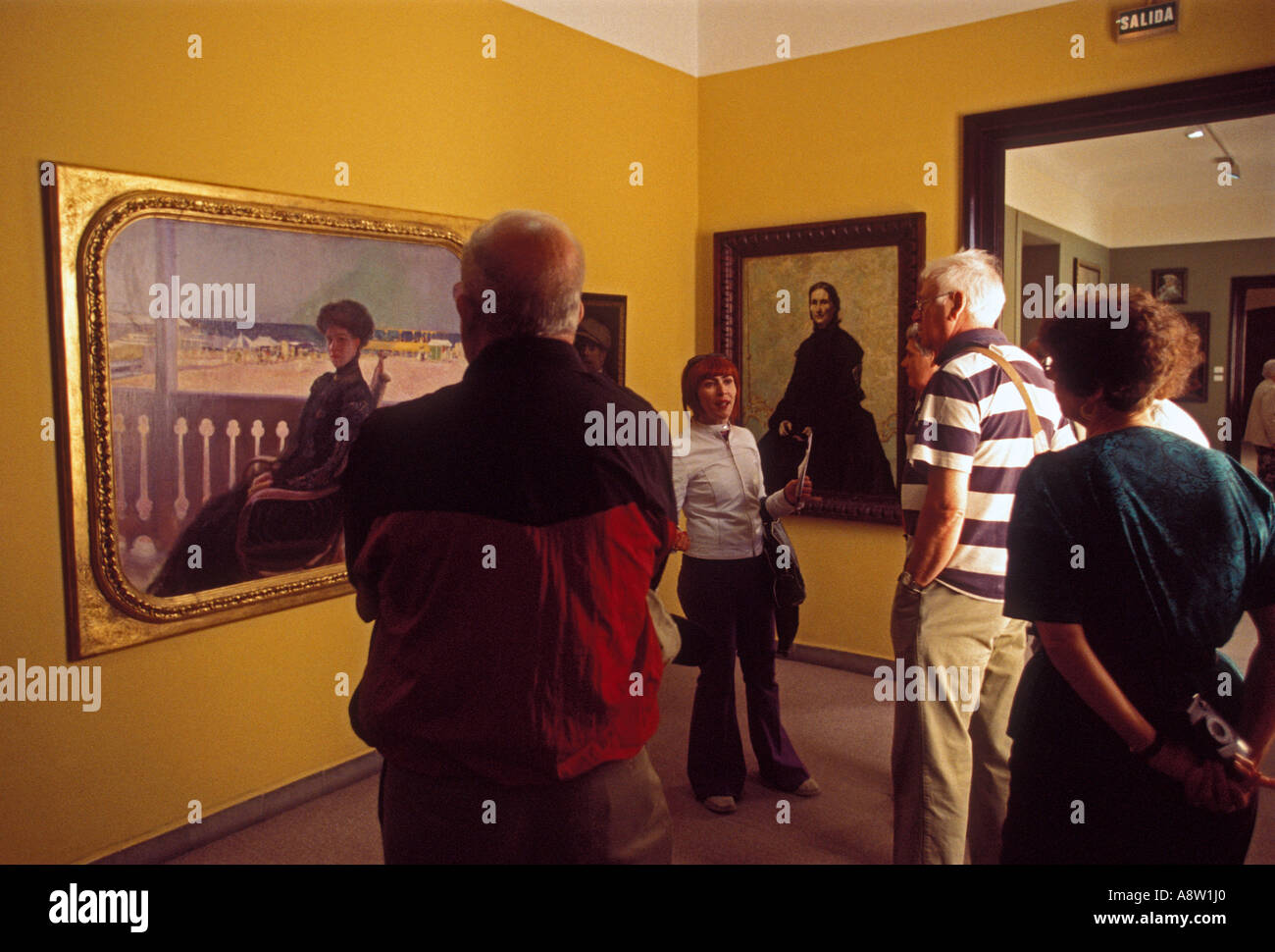 tourists with guide, guided tour, Museum of Fine Arts, Museo de Bellas Artes, city of Valencia, Valencia, Valencia Province, Spain, Europe Stock Photo