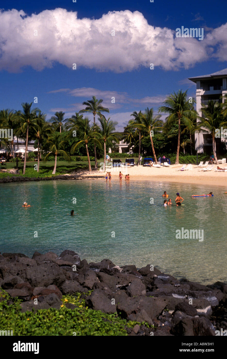 Bathers at Lagoon Beach Ritz Carlton Mauna Lani Resort Mauna Lani