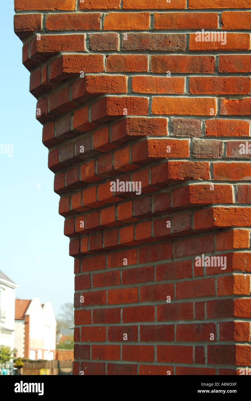 Aldeburgh red brick wall quoin corner detail where corbeling has