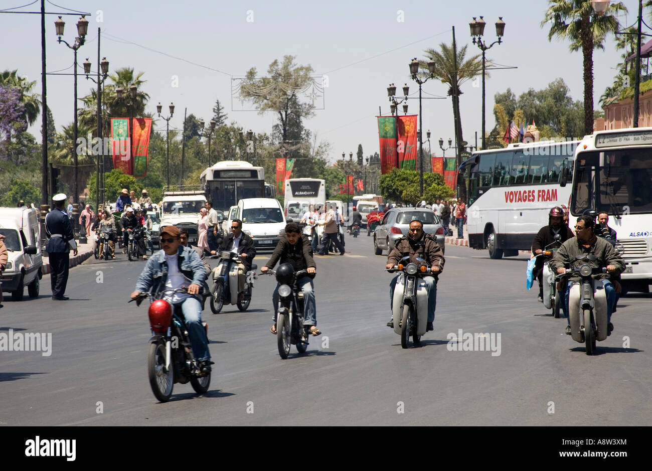 Traffic in the centre of Marrakech Stock Photo