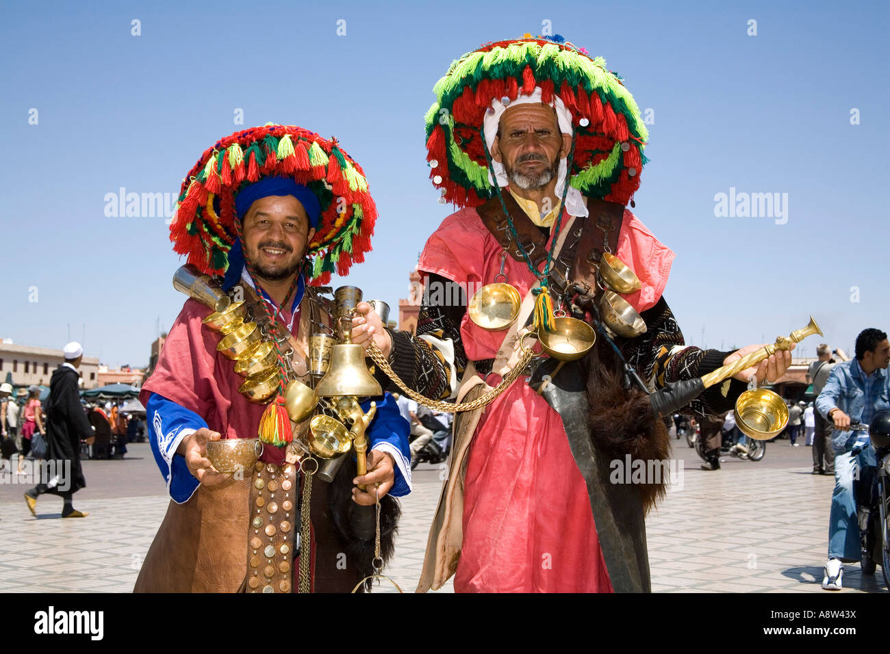 Water Sellers in Jemaa El Fna Square in Marrakech Morocco Stock Photo