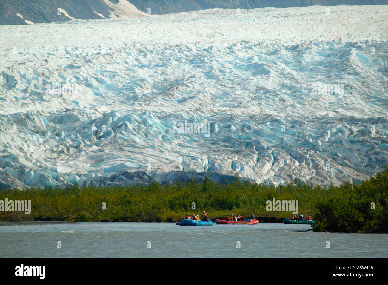 Rafting on the Placer River in front of Spencer Glacier Chugach ...