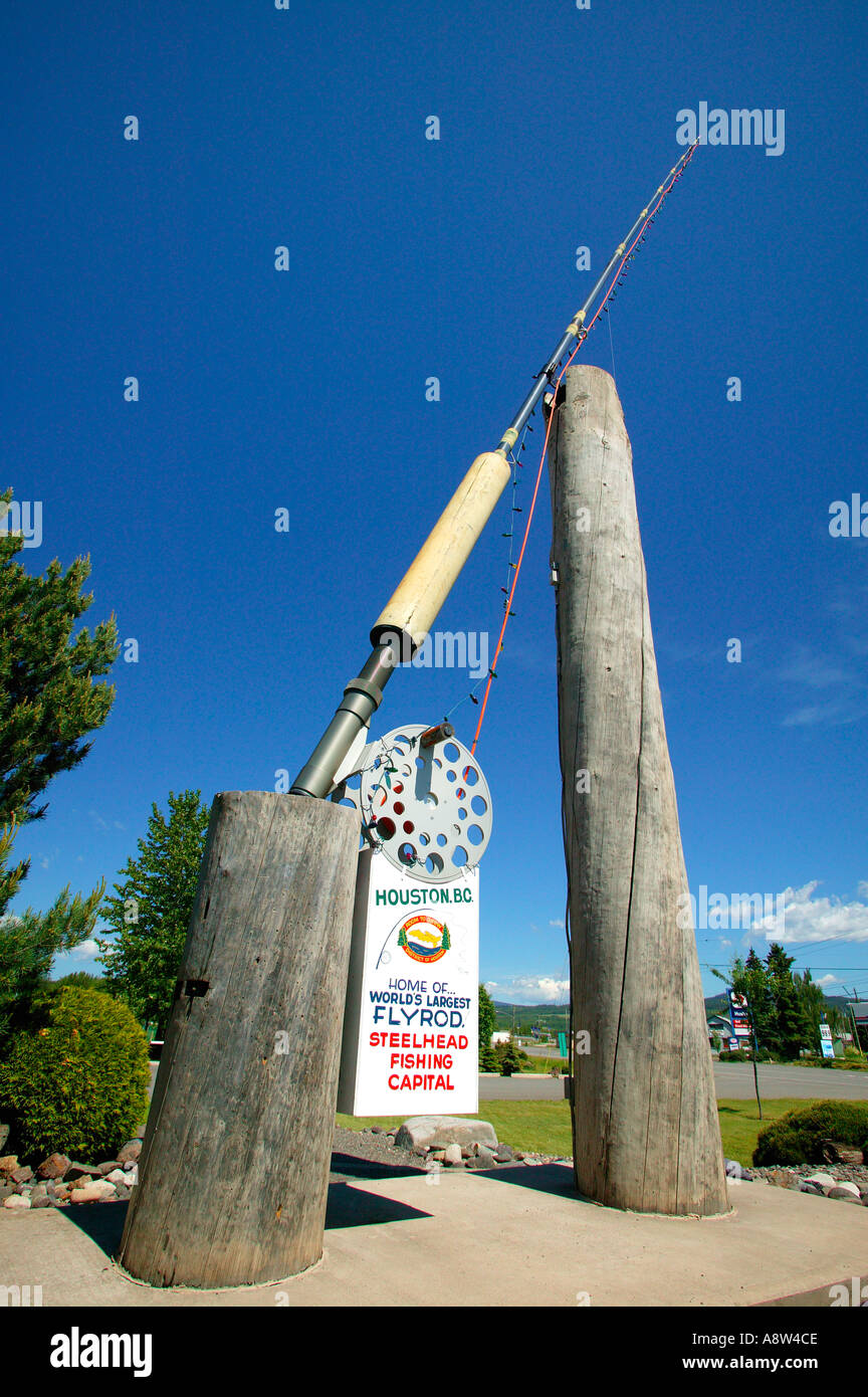 The worlds largest fly rod in the steelhead capital of the world Houston  British Columbia Canada Stock Photo - Alamy
