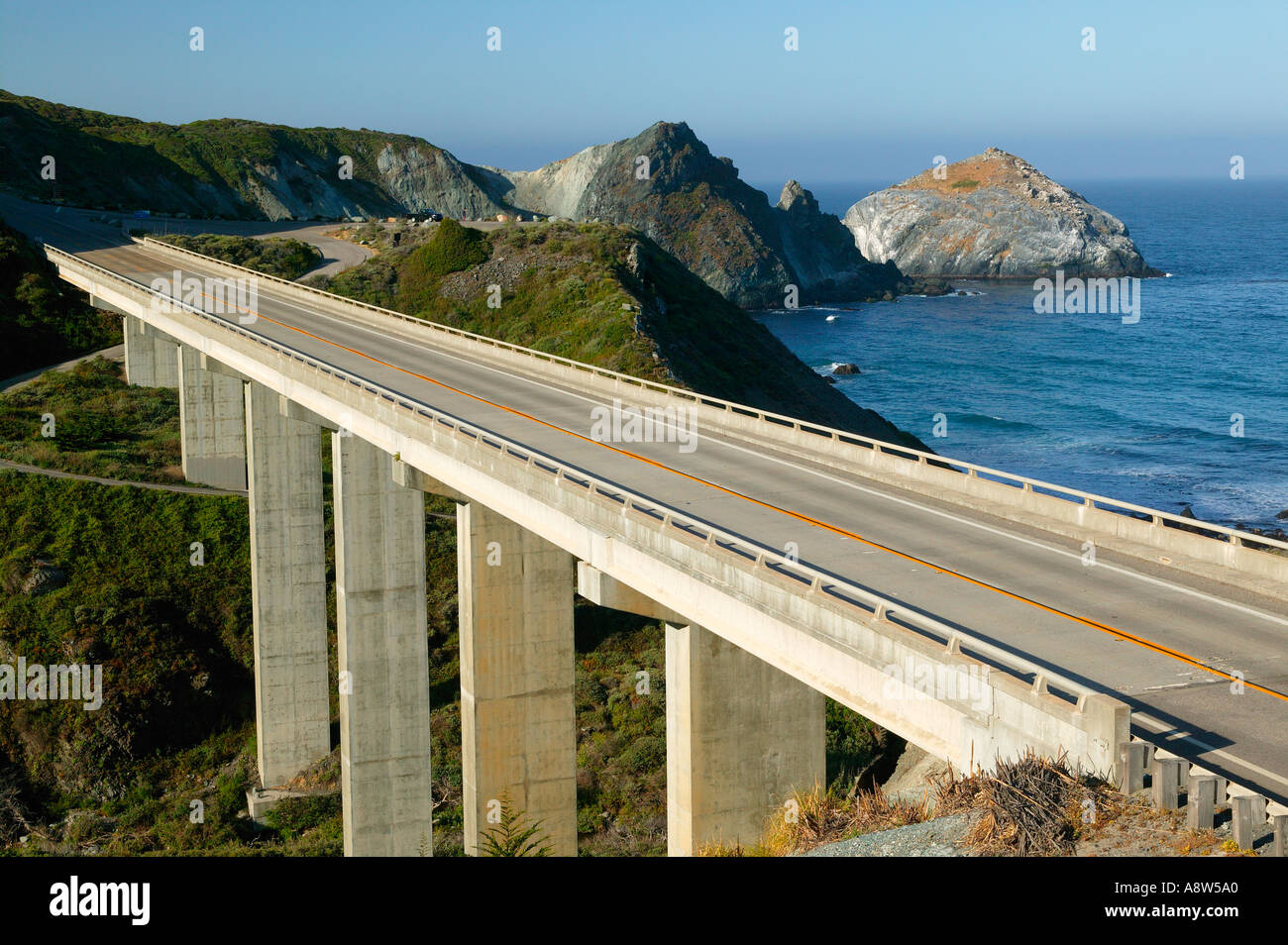 Highway One and the Willow Creek Bridge Central Coast Big Sur California Stock Photo