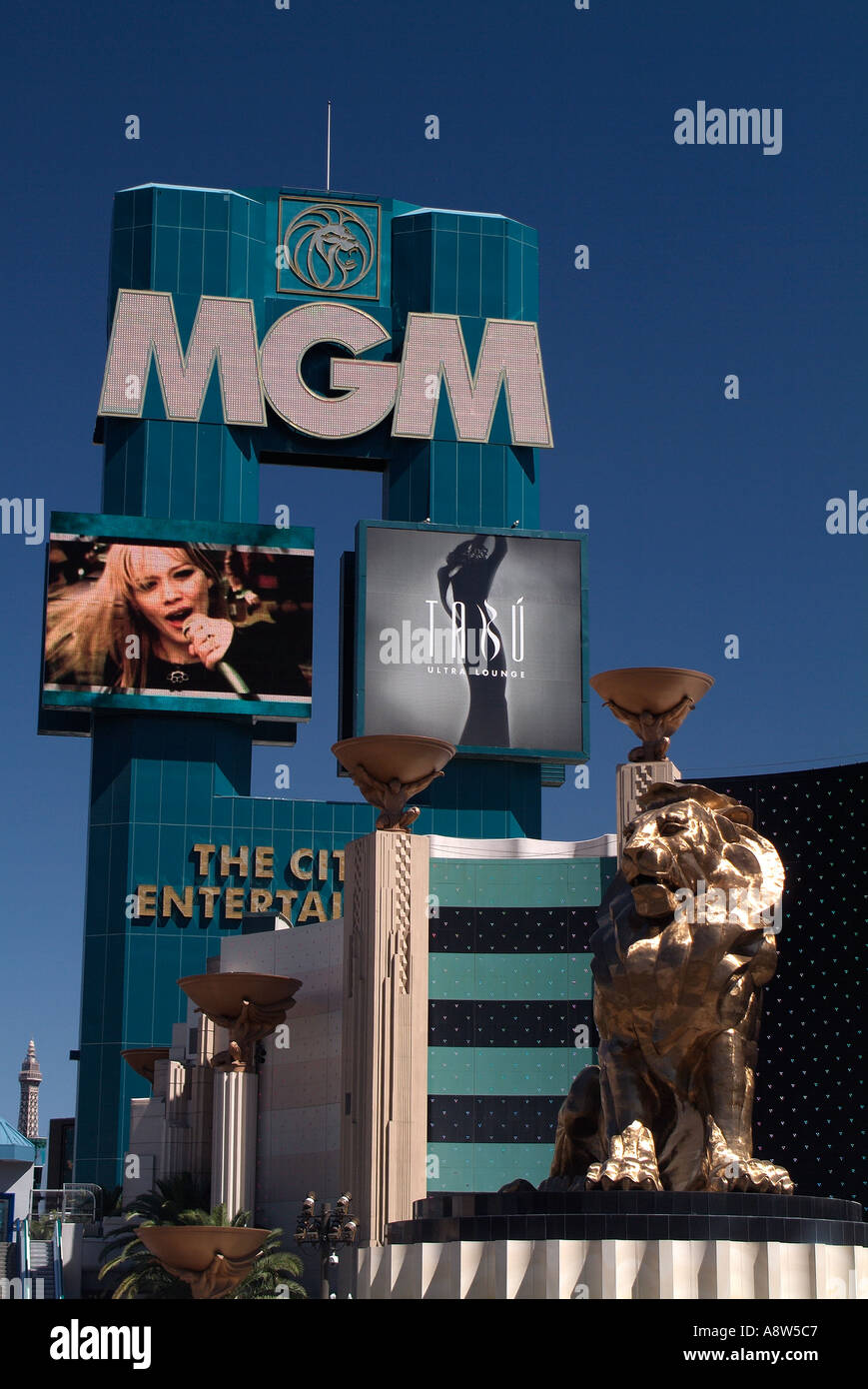 The giant billboard outside the MGM Grand Las Vegas Stock Photo
