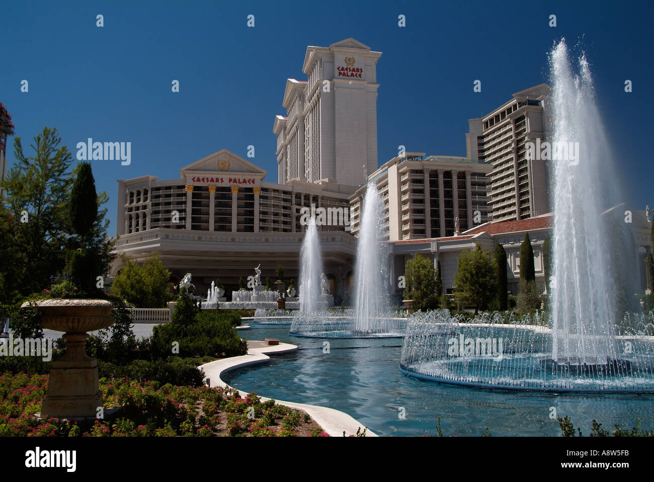 The impressive frontage to Caesars Palace Hotel Las Vegas Stock Photo