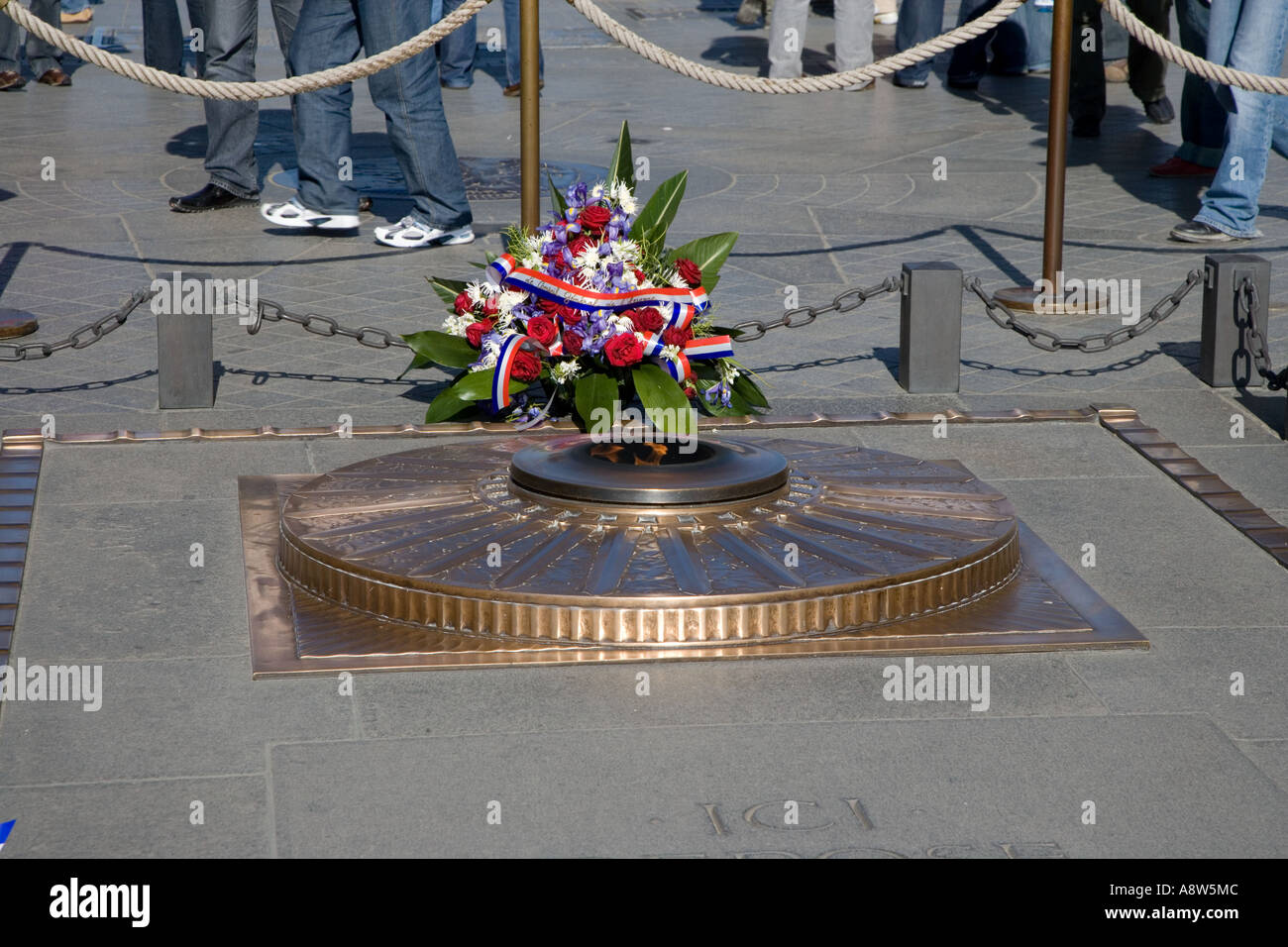 Unknown Soldier Memorial Arc de Triomphe & Champs elysees Paris France April Stock Photo