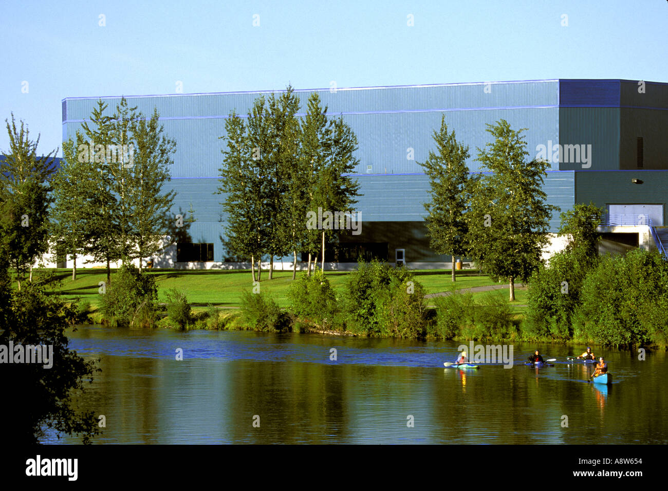 The Chena River and the Carlson Center Fairbanks Alaska Stock Photo Alamy