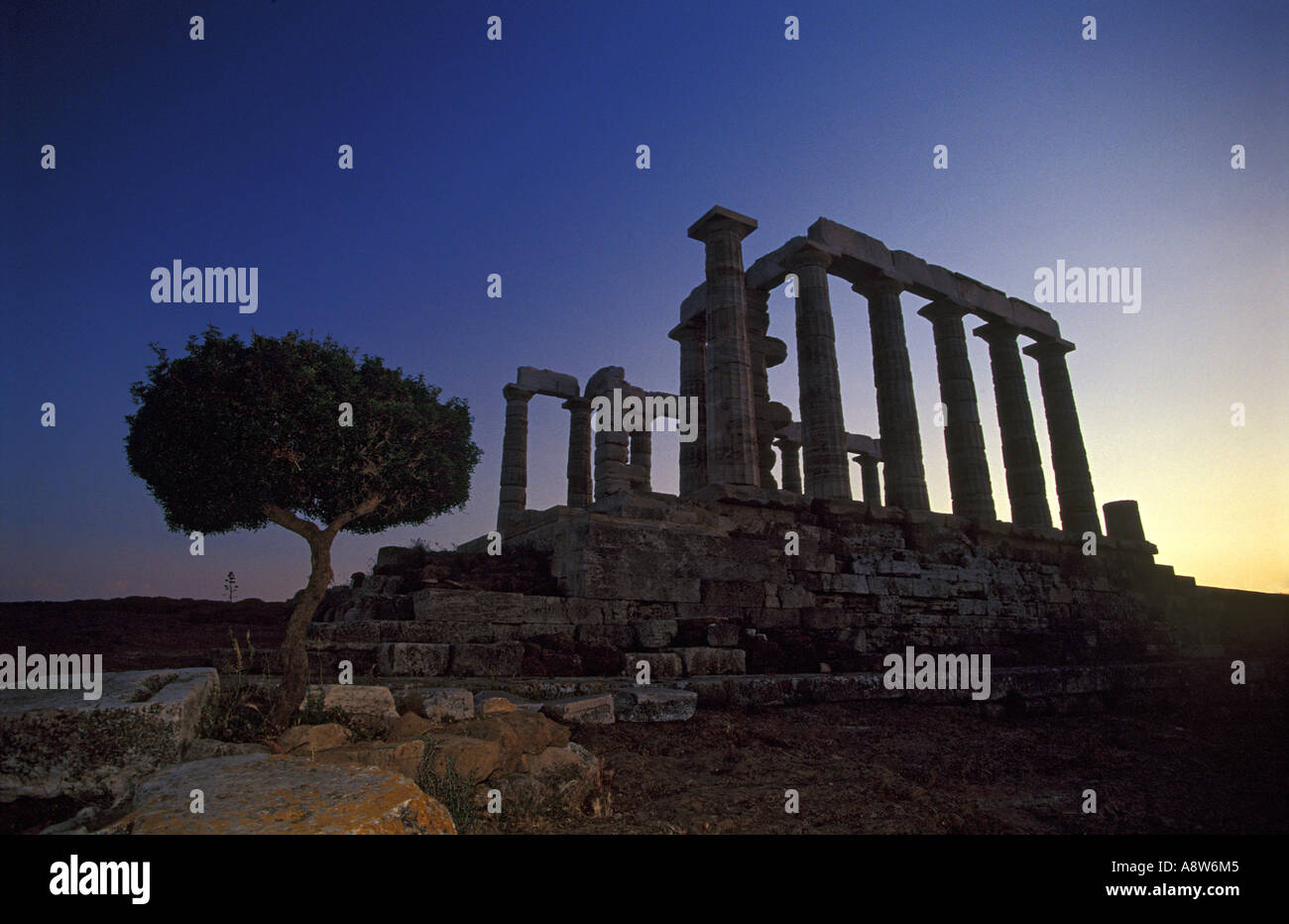 Temple Of Poseidon, Cape Sounion Near Athens, Greece Stock Photo
