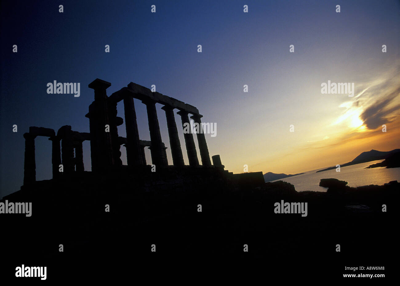 Temple Of Poseidon, Cape Sounion Near Athens, Greece Stock Photo