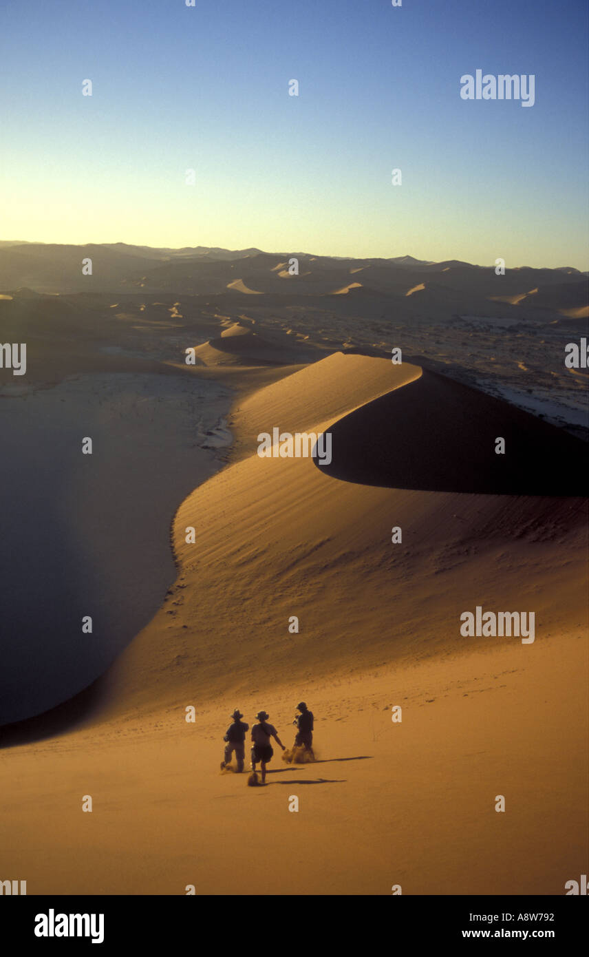 View from the summit of Big Daddy near Sossusvlei in the Namib Naukluft National Park Namibia south west Africa Stock Photo