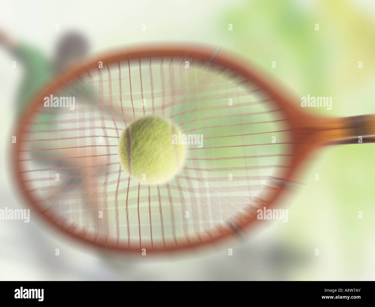 Tennis racquet striking a ball Stock Photo Alamy
